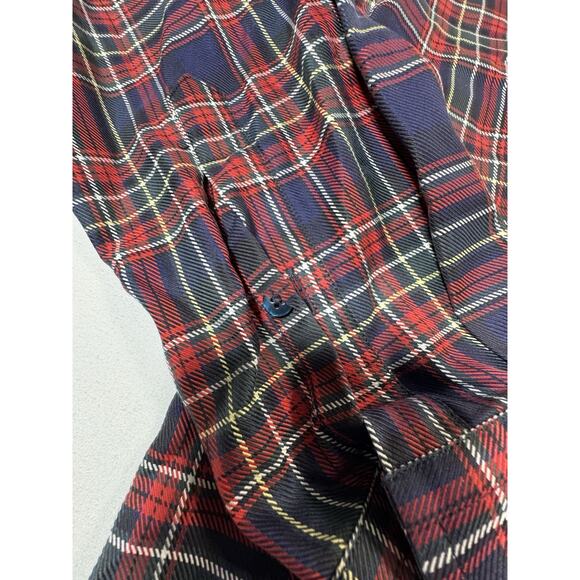 Thomas Mason Bespoke Night & Day Plaid Shirt 15.5 40 Red Blue Italian Button Up - Picture 4 of 10